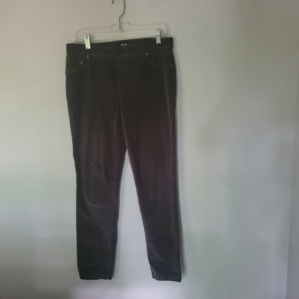Kenneth Cole Gray Pull Up  Corduroy Stretch Pants Size 10